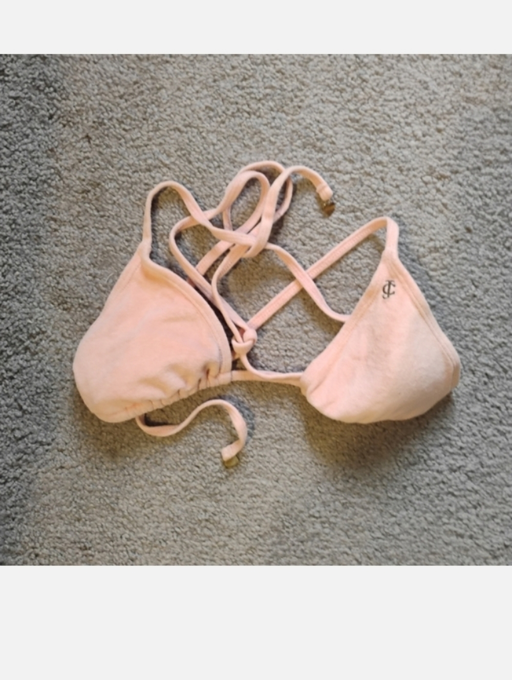 Juicy Couture Velour Material Pink Bikini Top Sz L